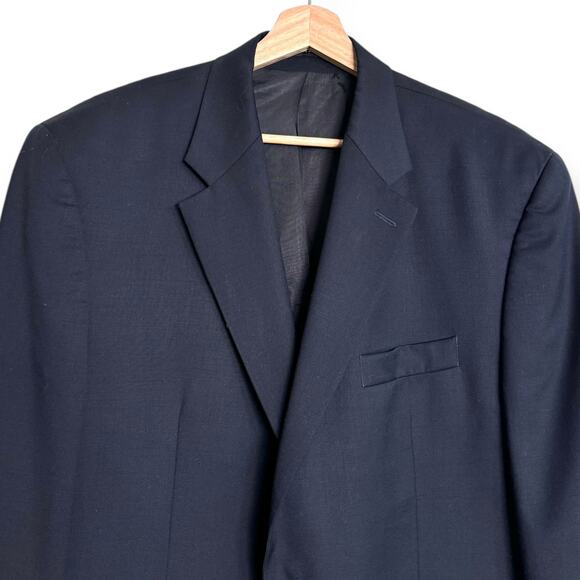 Chaps 100% Wool Navy Blue Gold Buttons Vented Preppy Blazer Men's Size 44L - Picture 3 of 13